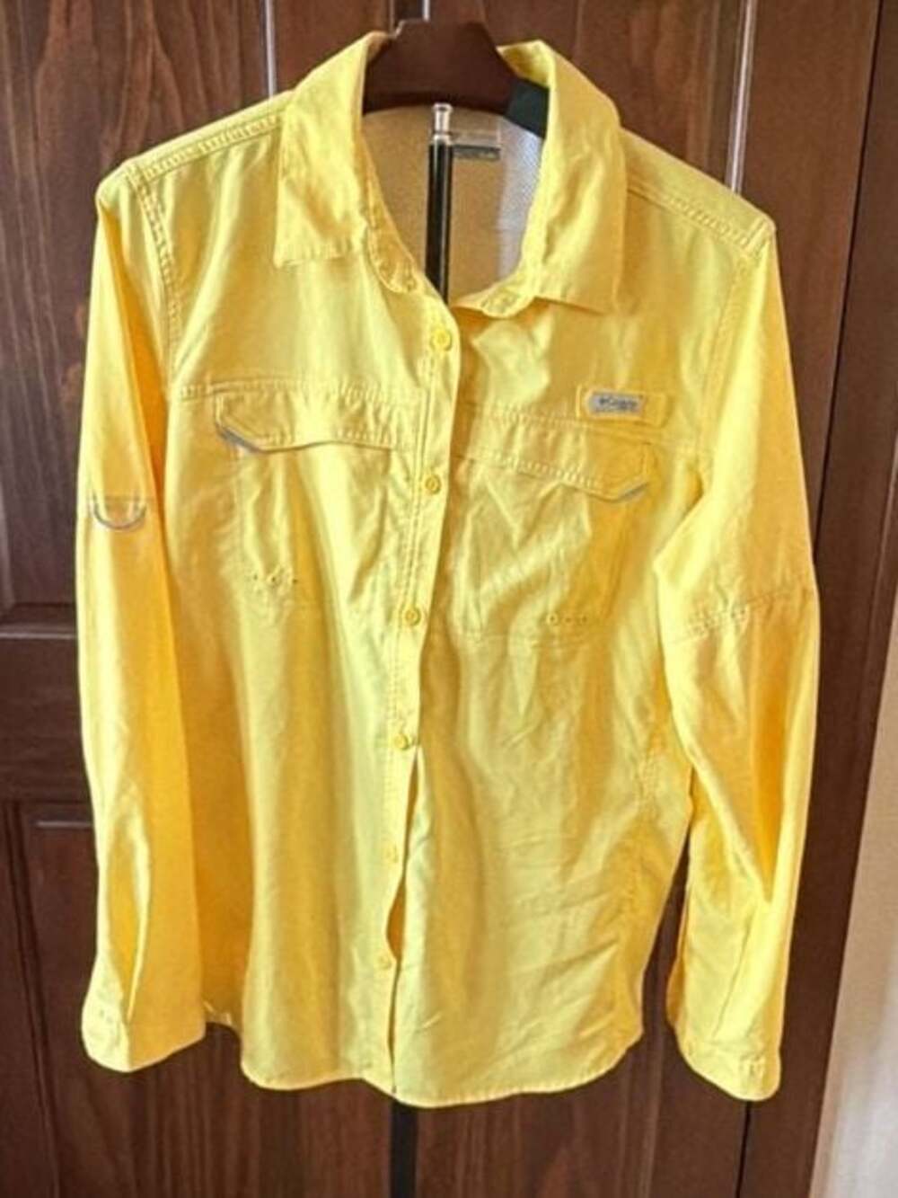 Columbia PFG Men's Long Sleeve Vented Fishing Shirt, Yellow, Size XL